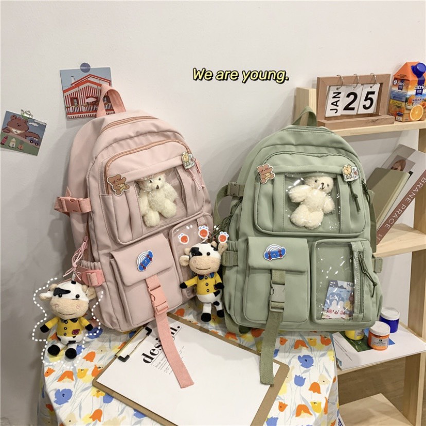 Balo Ulzzang Unisex Trong Suốt Phong Cách Hàn Quốc, Balo Đi Học Chống Nước 604ULZ