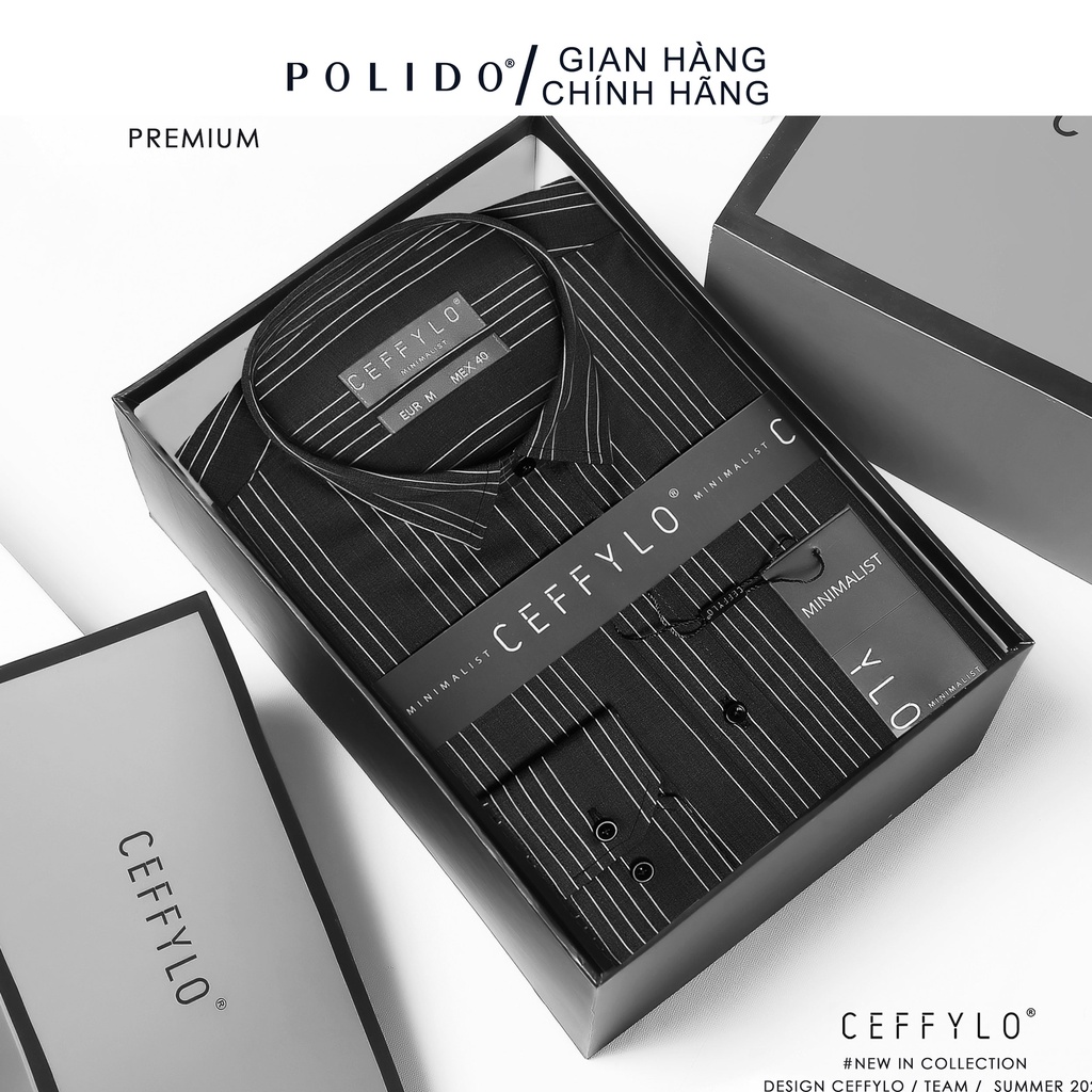 Áo Sơ Mi Nam Bamboo Kẻ Sọc CEFFYLO 2 Màu Đen Vải Sợi Tre Thoáng Mát Form Slimfit Thanh Lịch Hiện Đại. | BigBuy360 - bigbuy360.vn