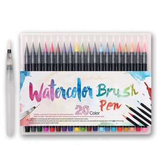 Bộ 20 Bút Lông Màu Nước Cao Cấp Water Color Brush Pen (Tặng 1 Cọ Water Brush Và Bảng Màu )