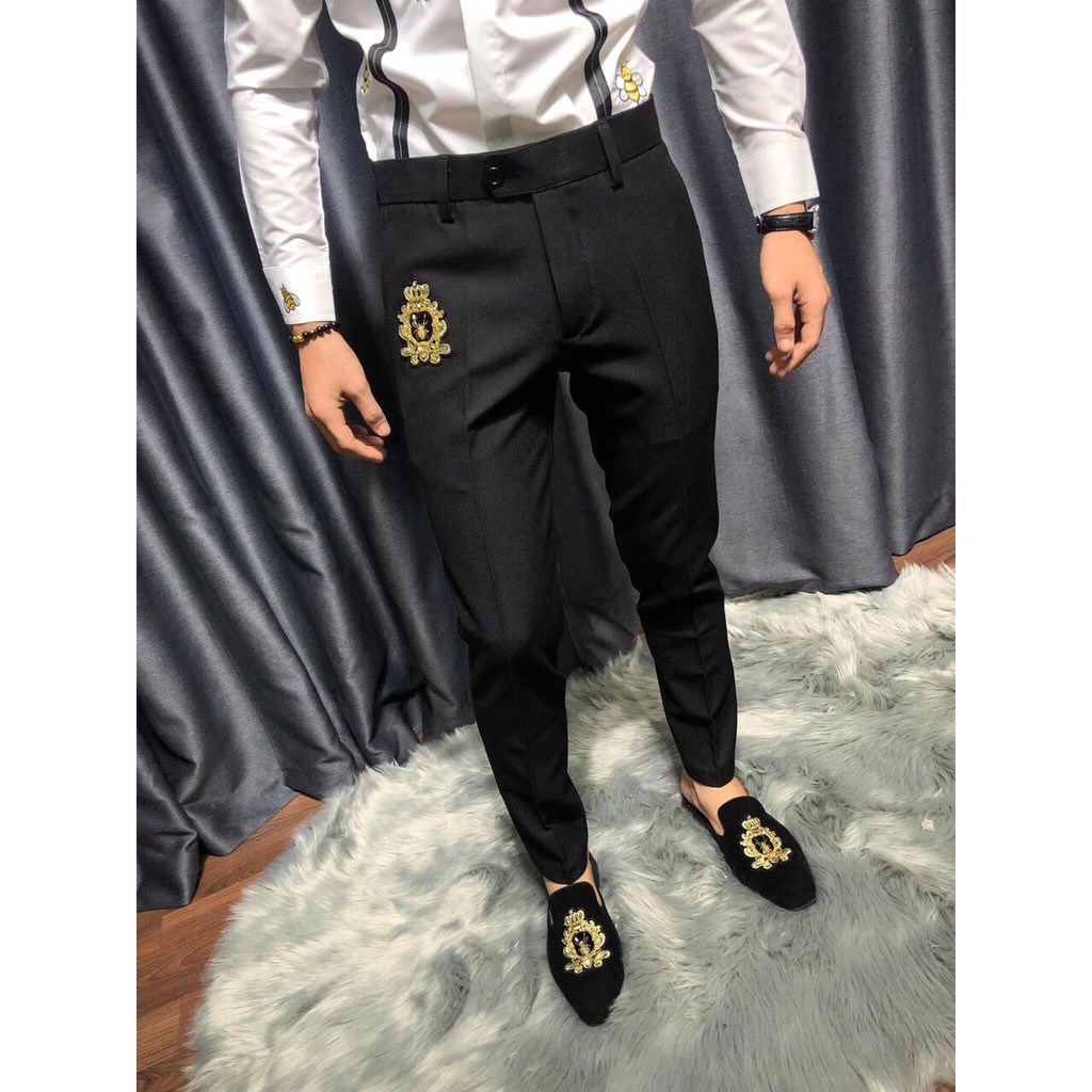 [XẢ HÀNG TRI ÂN CHỈ CÒN 18 CHIẾC ]Quần Âu Nam Thêu Nhện Vàng Màu  Đen Hàn Quốc Mẫu Mới Nhất 2020 -2021 -  PTN SHOP | BigBuy360 - bigbuy360.vn