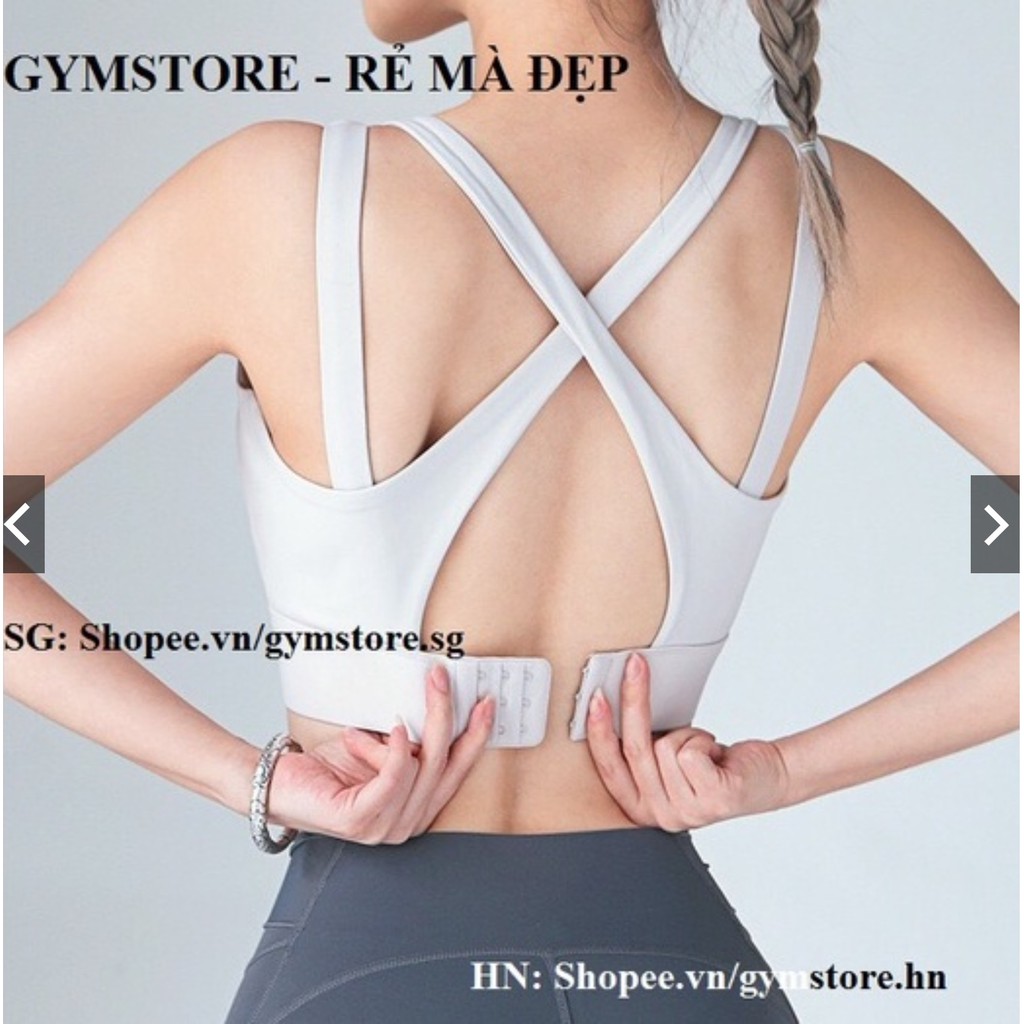 Áo Bra Tập Gym Yoga Nữ ❤️𝐇𝐀̀𝐍𝐆 𝐗𝐈̣𝐍❤️ Áo Lót Có Mút Ngực Thun Poly Mịn Dây Chéo Lưng 𝐆𝐘𝐌𝐒𝐓𝐎𝐑𝐄 6062