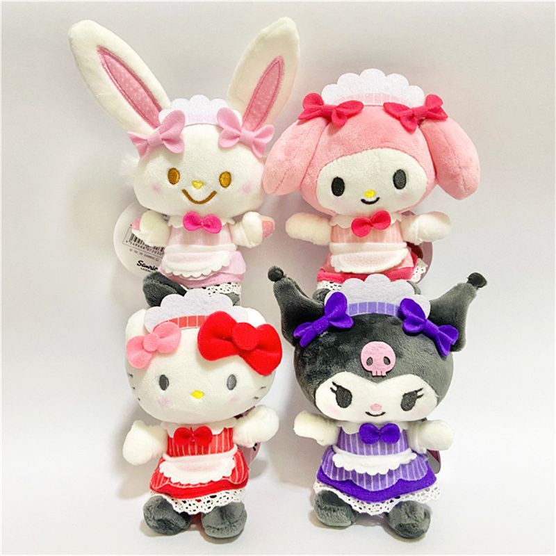 2021New Kuromi My Melody Maid Dress Plush Pendant Stuffed Doll Cartoon Keychain 4.7inch