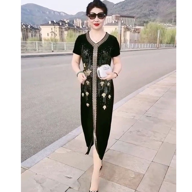 Đầm Dáng Rộng Cỡ Lớn Phong Cách Retro Thời Trang Mùa Hè Năm 2021 Dành Cho Nữ Trung Niên