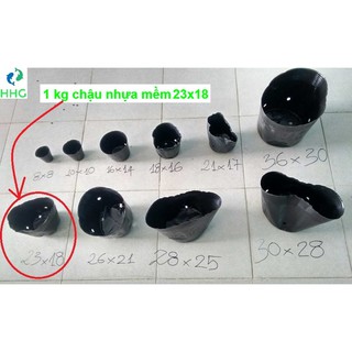 1KG CHẬU NHỰA MỀM ƯƠM CÂY 23x18 (BỊCH, TÚI BẦU 23X18), 1kg = khoảng 75 chậu 23x18