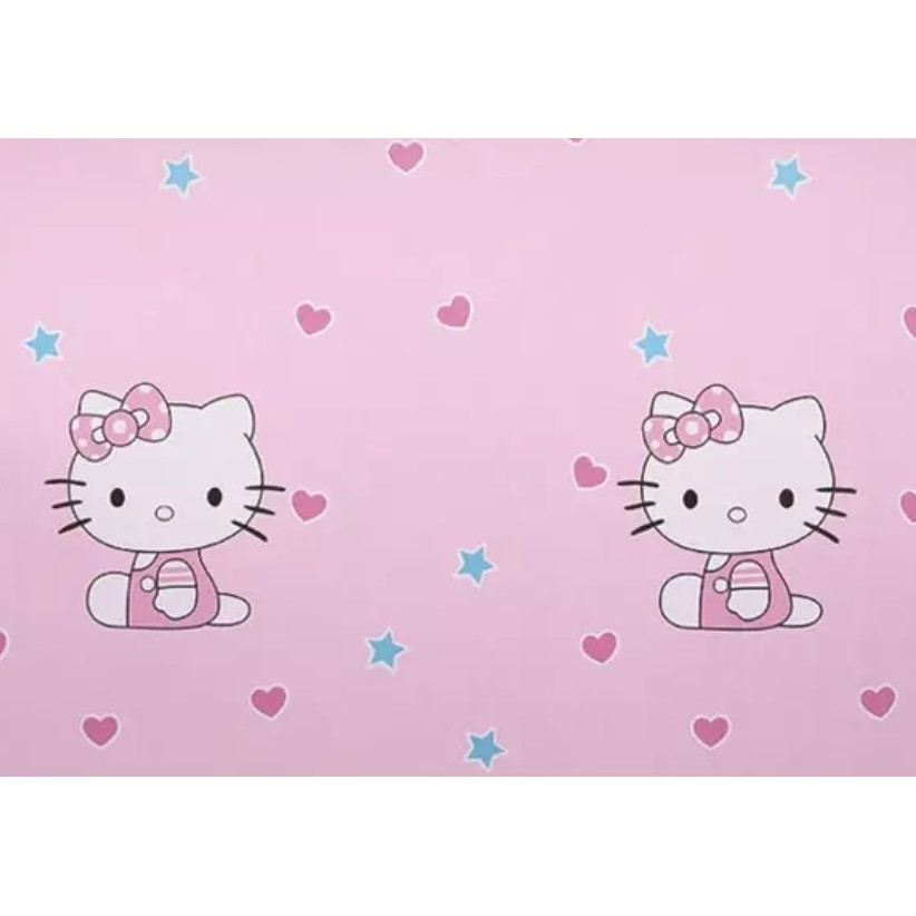 Decal giấy dán tường kitty áo hồng trái tim khổ rộng 0.45m