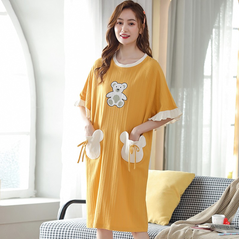 Đồ ngủ ngắn tay in họa tiết gấu Teddy đáng yêu cho nữ | BigBuy360 - bigbuy360.vn