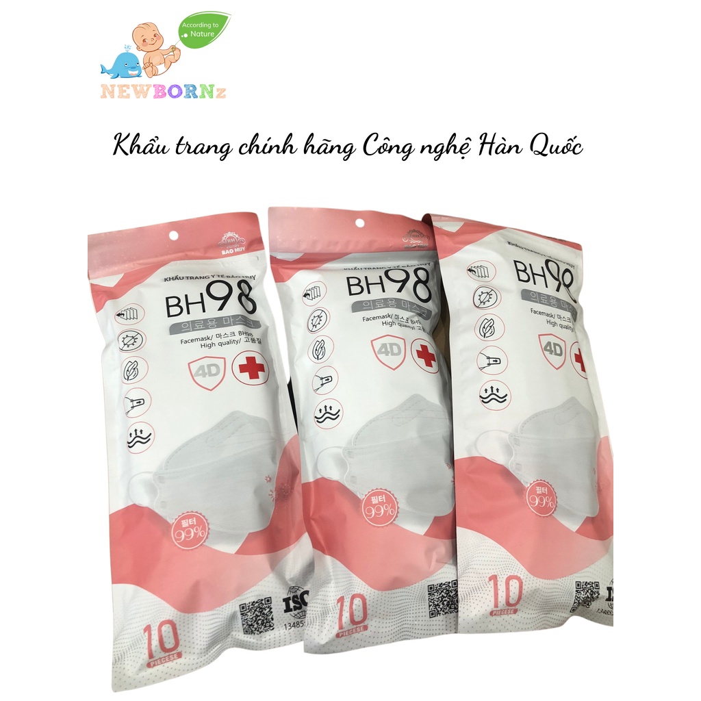 [SALE CỰC SỐC] Nửa thùng khẩu trang kháng khuẩn KF94 BH98 tiêu chuẩn Hàn Quốc, 15 túi/150c