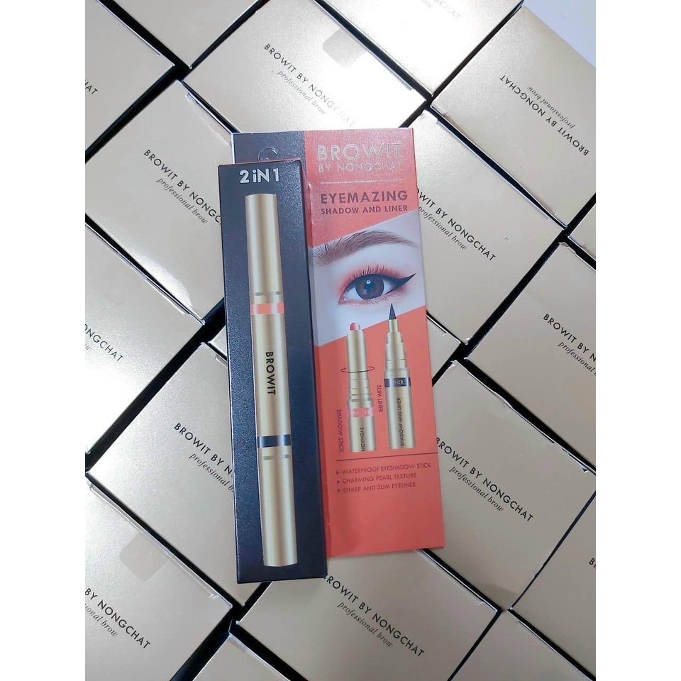 Bút Kẻ Mắt Và Sáp Mắt Nhũ 2in1 Browit Nongchat Eyemazing Shadow and Liner Thái Lan