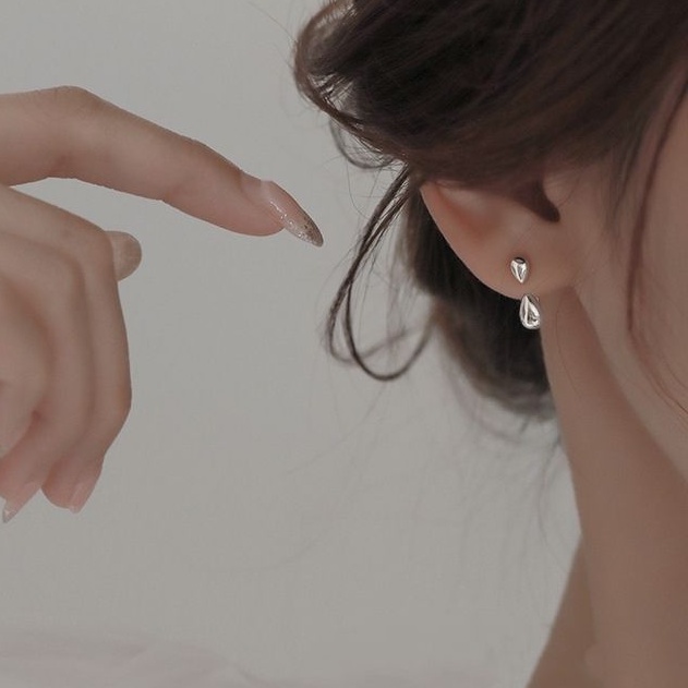 Hoa tai bạc S925 - Bông tai nữ bạc Ý hình giọt nước đeo 2 kiểu dễ thương, cá tính ZAZA accessories ZHT0099