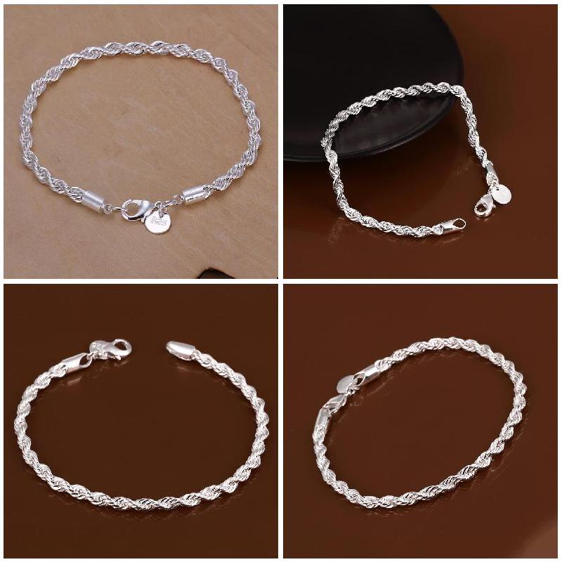 GETNOIVAS (MớI) Vòng Tay Mạ BạC 925 DạNg Dây XoắN ĐộC ĐáO