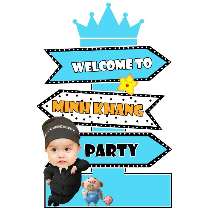 Cây welcome sinh nhật in tên, tuổi bé mẫu,trang trí party cao cấp, thiết kế đẹp