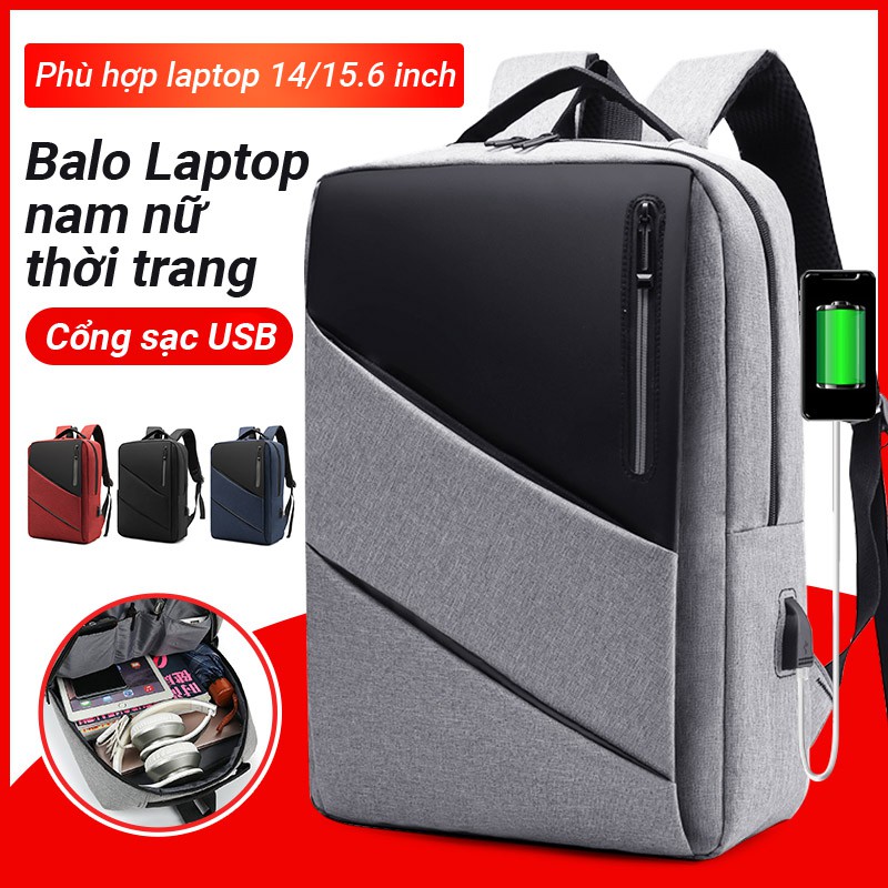 Balo Laptop Nam Nữ ❤️RẺ VÔ ĐỊCH❤️ chất vải Canvas Hàn Quốc chống nước Chống trộm Chống gù có cổng sạc USB