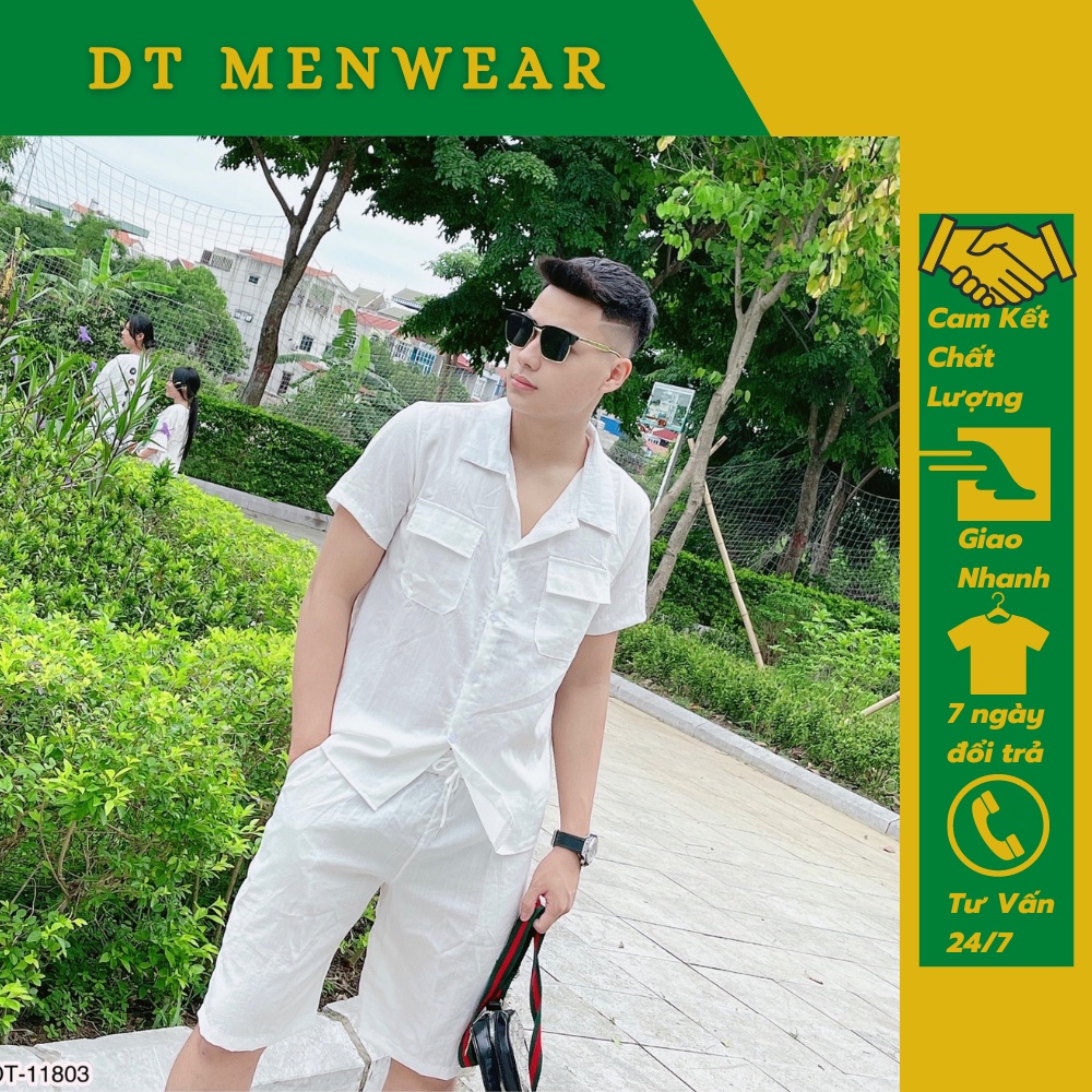 Bộ Đũi Nam . Bộ Quần Áo Đũi Ngắn Tay Cổ Bẻ Chất Liệu Đũi Cao Cấp DT STORE MENWEAR