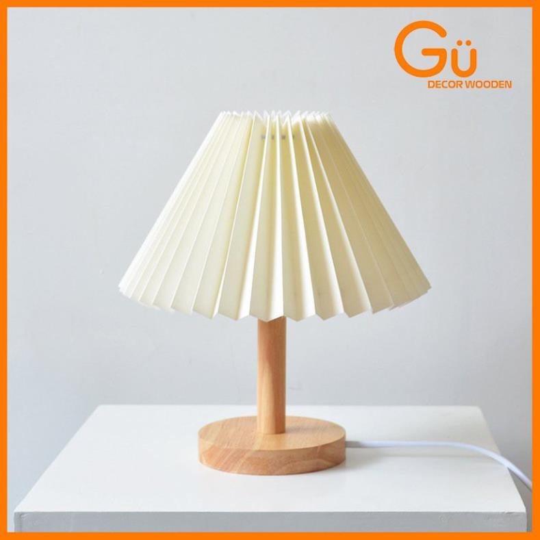 Đèn Ngủ Để Bàn Thân Gỗ Phong Cách Hàn Quốc Kèm Công Tắc - GU DECOR WOODEN