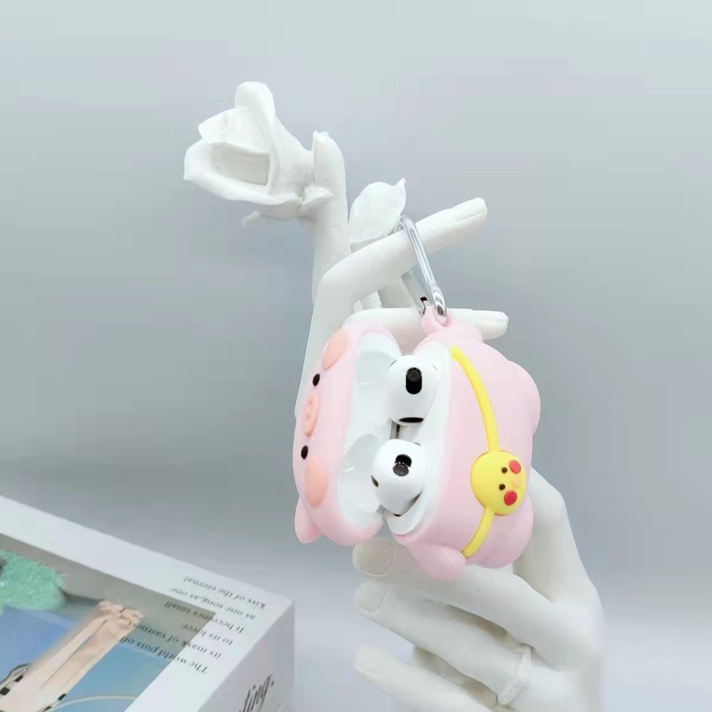 Vỏ Bảo Vệ Hộp Sạc Tai Nghe bluetooth Không Dây Airpods 3/1/2 pro Bằng Silicon Mềm Hình Chú Heo 3D Dễ Thương
