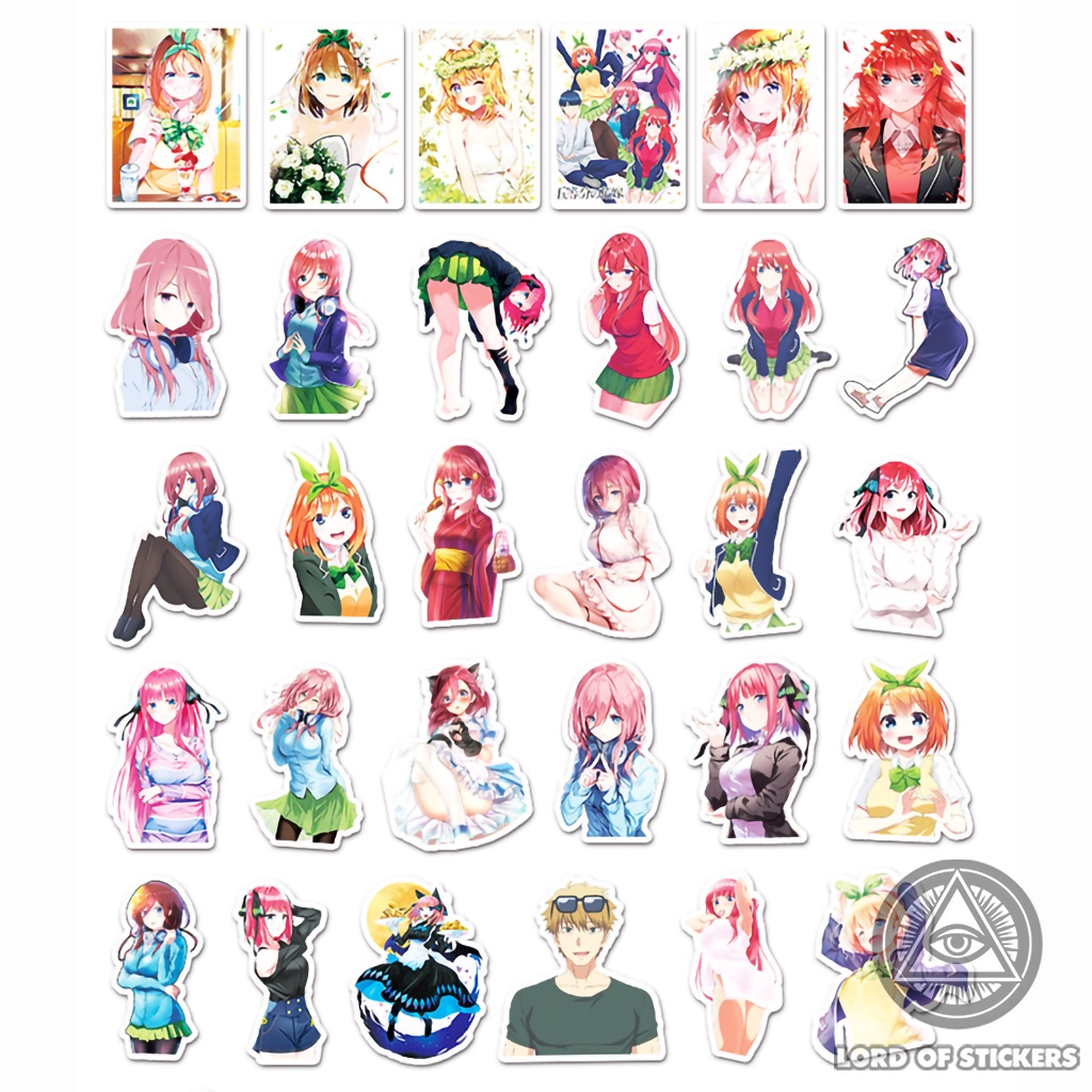Set 50 Hình Dán Gotoubun No Hanayome Sticker Anime Manga Nhà Có 5 Nàng Dâu Chống Thấm Nước Trang Trí Mũ Bảo Hiểm, Laptop