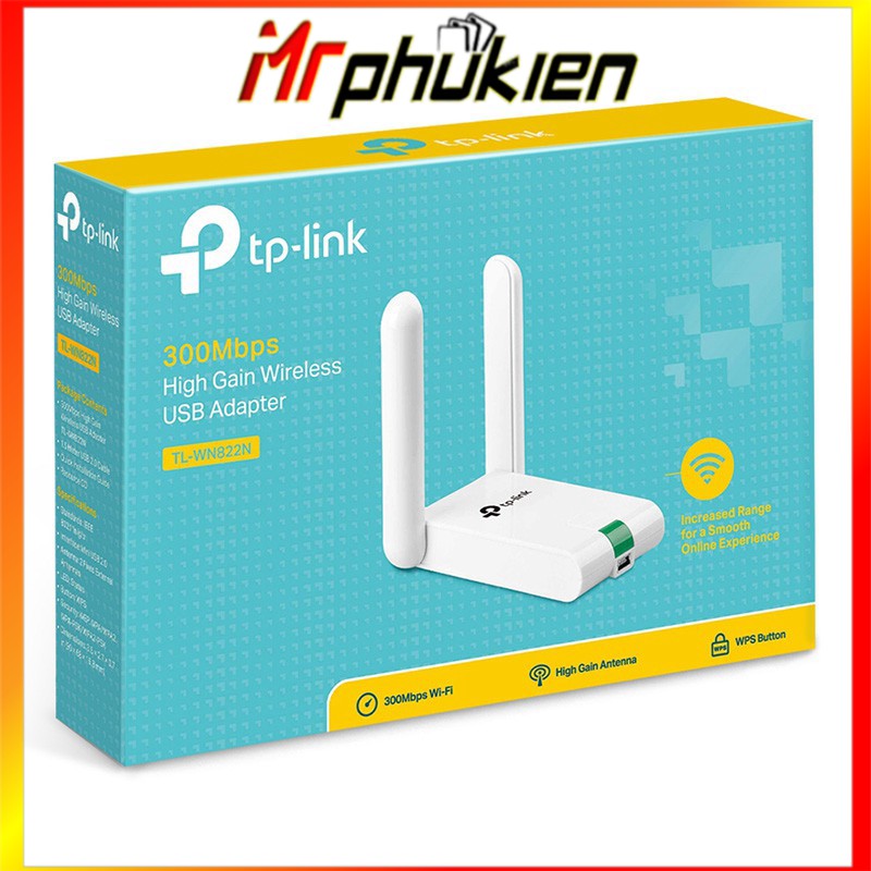 [Mã 154ELSALE2 giảm 7% đơn 300K] TP-Link TL-WN822N - USB Wifi (high gain) chuẩn N tốc độ 300Mbps - MrPhukien