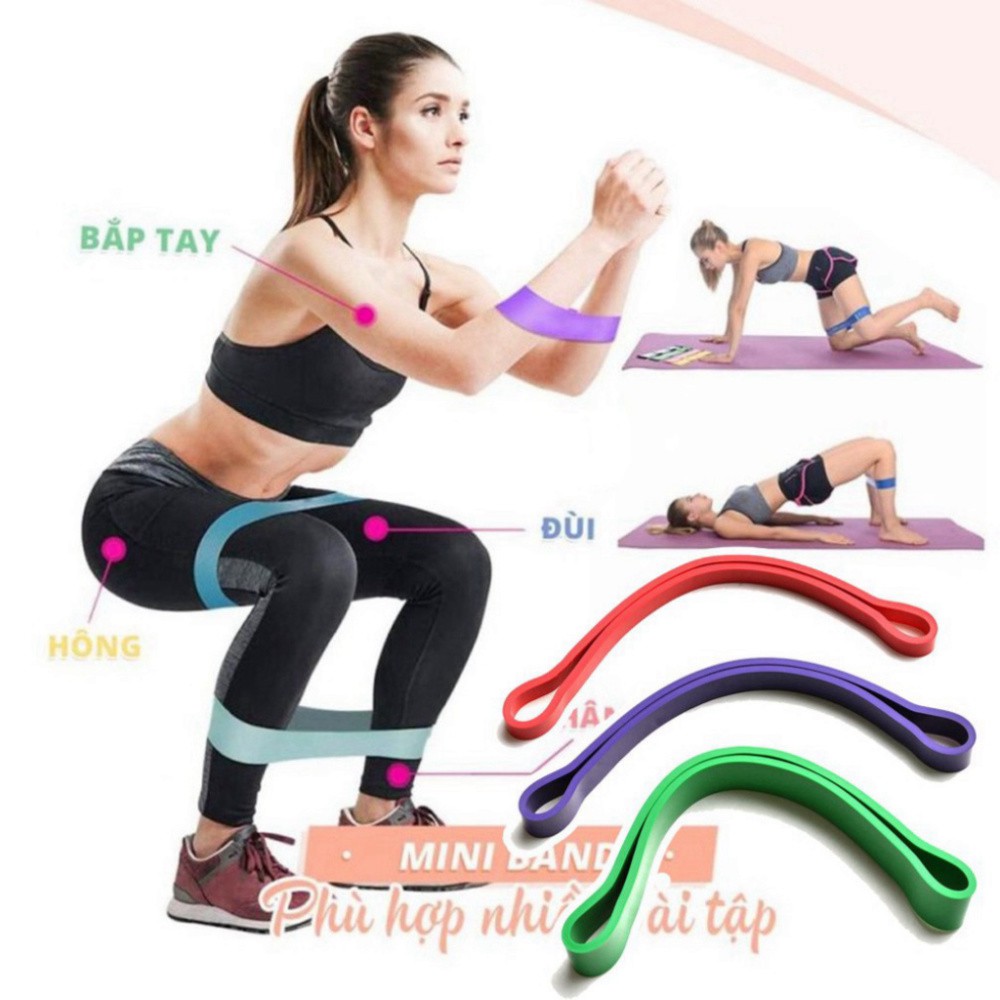 [MỚI] Dây kháng lực tập mông chân miniband 360, Dây thun đàn hồi tập gym co giãn mini band đa năng