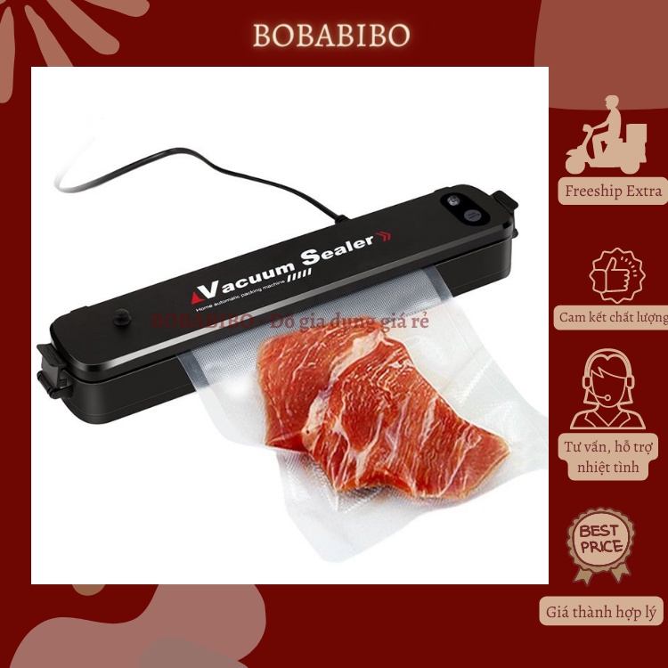 [Tặng 10 Túi Hút Chân Không 28*14 cm] Máy Hút Chân Không Thực Phẩm Kèm Hàn Miệng Túi Vacuum Sealer Cao Cấp Bobabibo