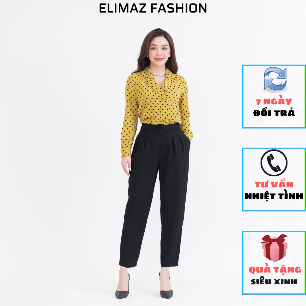 Áo sơ mi nữ công sở Elimaz lụa chấm bi EA21.126