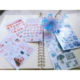 Sticker màu nước trang trí sổ, nhật ký, bài học