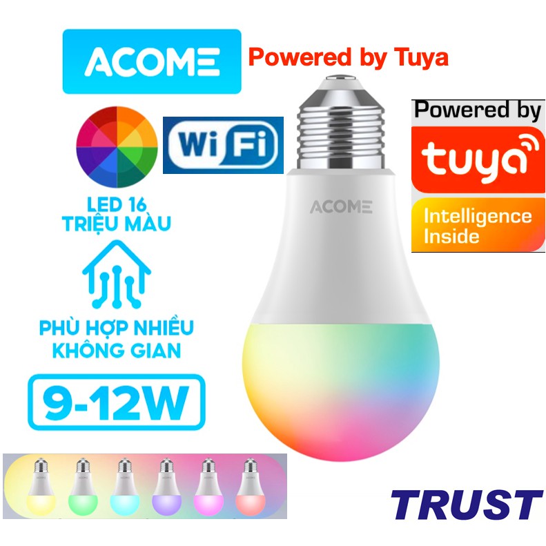 Bóng Đèn WiFi Thông Minh Tuya LED 16 Triệu Màu Acome AL01, AL03  Điều Chỉnh Độ Sáng Trải Nghiệm Mới Lạ Công Suất 9W/12W