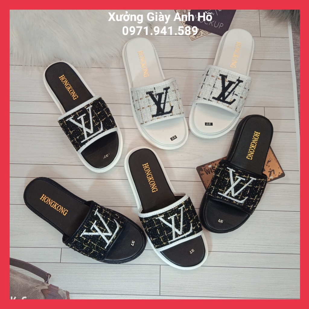 Dép Bánh Mì Dép Quai Ngang Nữ Thêu Đế PU 3 Phân Cực Tôn Dáng Siêu Nhẹ Mềm Êm Chân (Kèm Video Ảnh Thật)