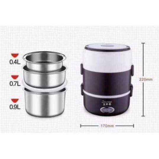 [Free Ship] Hộp hâm nóng cơm 3 tầng Inox