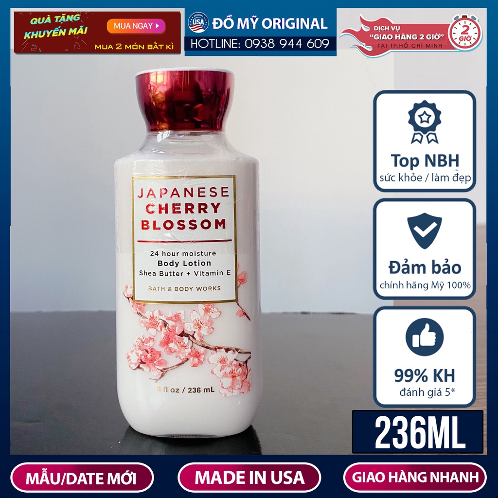 Sữa dưỡng thể Bath And Body Works Body Lotion Japanese Cherry Blossom 236ml Hàng Nhập Mỹ Hương Hoa Anh Đào Nhật Bản