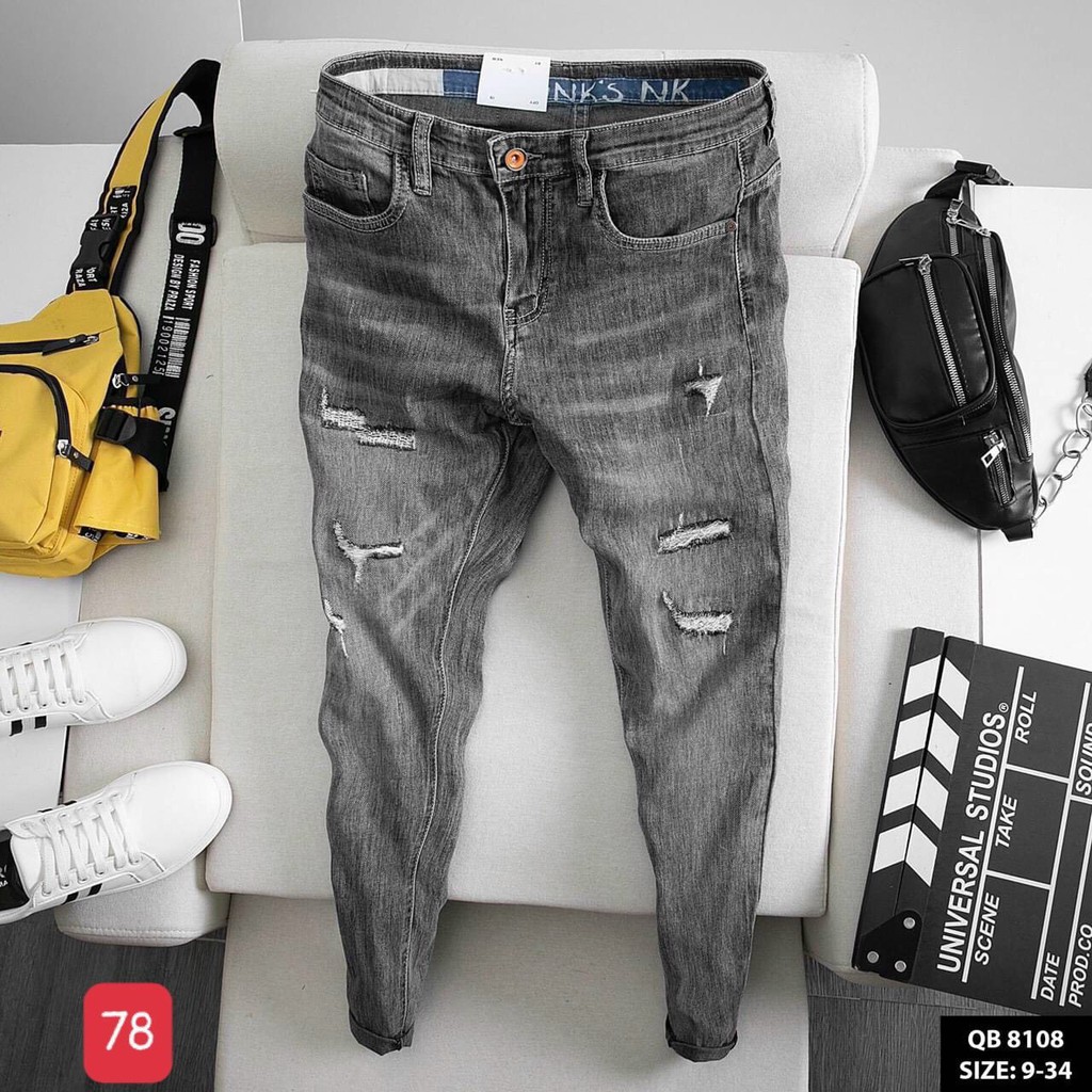 Quần jean skinny dáng ôm nhẹ ống côn body quần jean nam co giãn