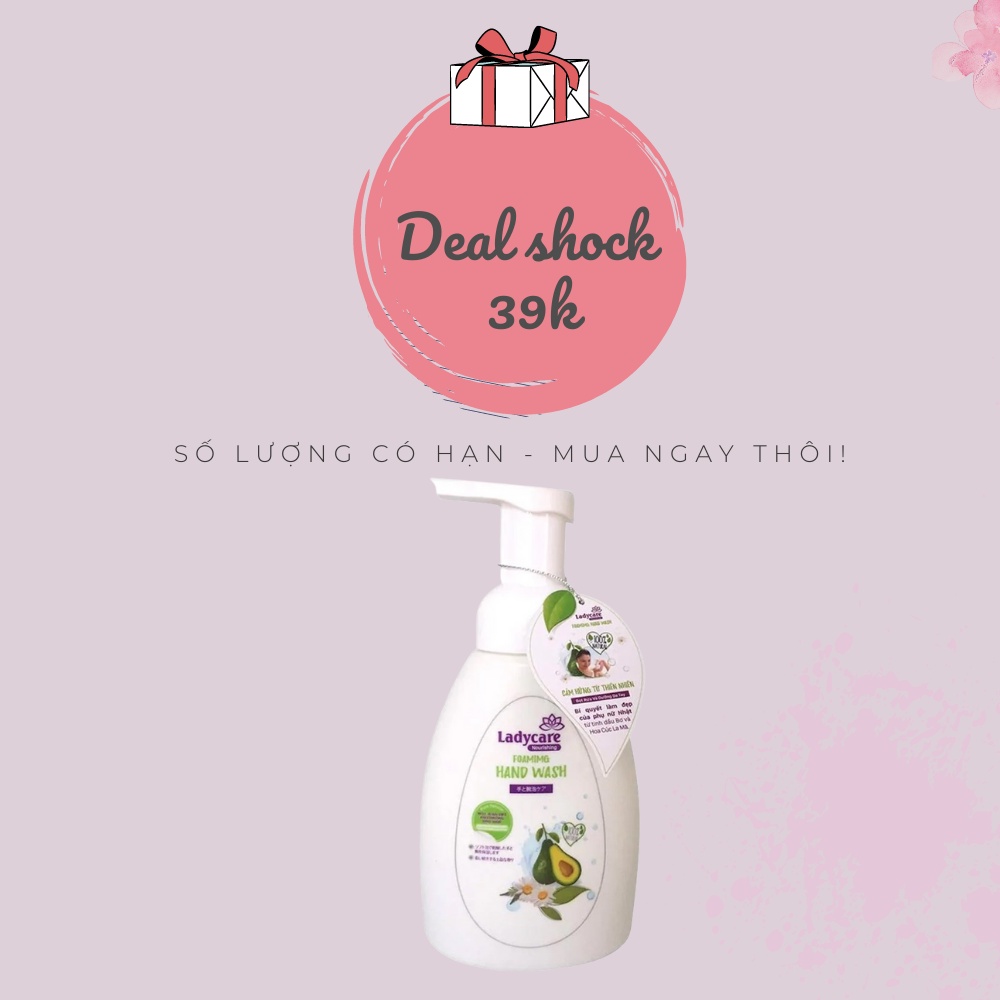 Nước rửa tay dạng bọt dưỡng da tay Ladycare Foaming Hand Wash 250ml/chai (date 10/2022)