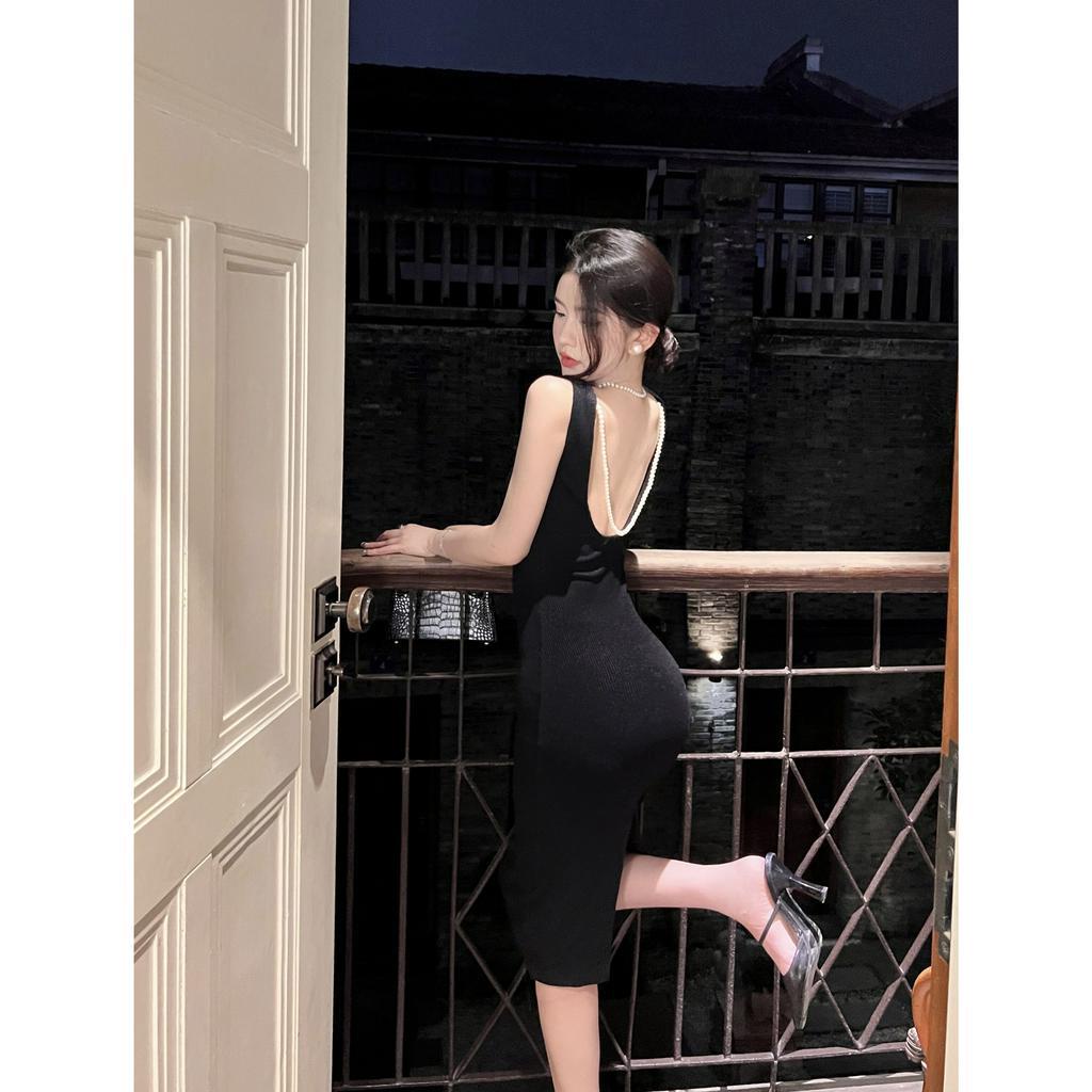 Váy body đi chơi tết đi tiệc sang chảnh dự tiệc đám cưới màu đen hở lưng tôn dáng sang trọng hotrend 2023