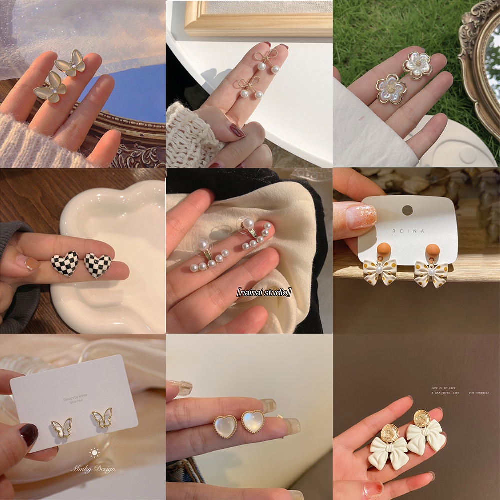 iF YOU Bông Tai Đôi Khuyên Tai Hình Nơ Dễ Thương Thanh Lịch Thời Trang Cho Nữ