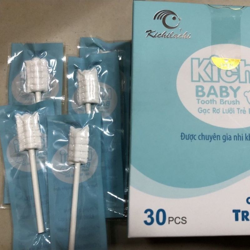 Gạc Rơ Lưỡi Que Kichi Baby Hộp 30 Que Vô Trùng Hút Chân Không