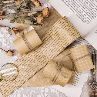 Set 4 cuộn băng keo giấy kraft bản rộng in chữ tiếng Anh cổ điển dùng trang trí sổ tay diy