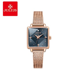 Đồng hồ nữ mặt vuông dây thép Julius Hàn Quốc Ja-1220
