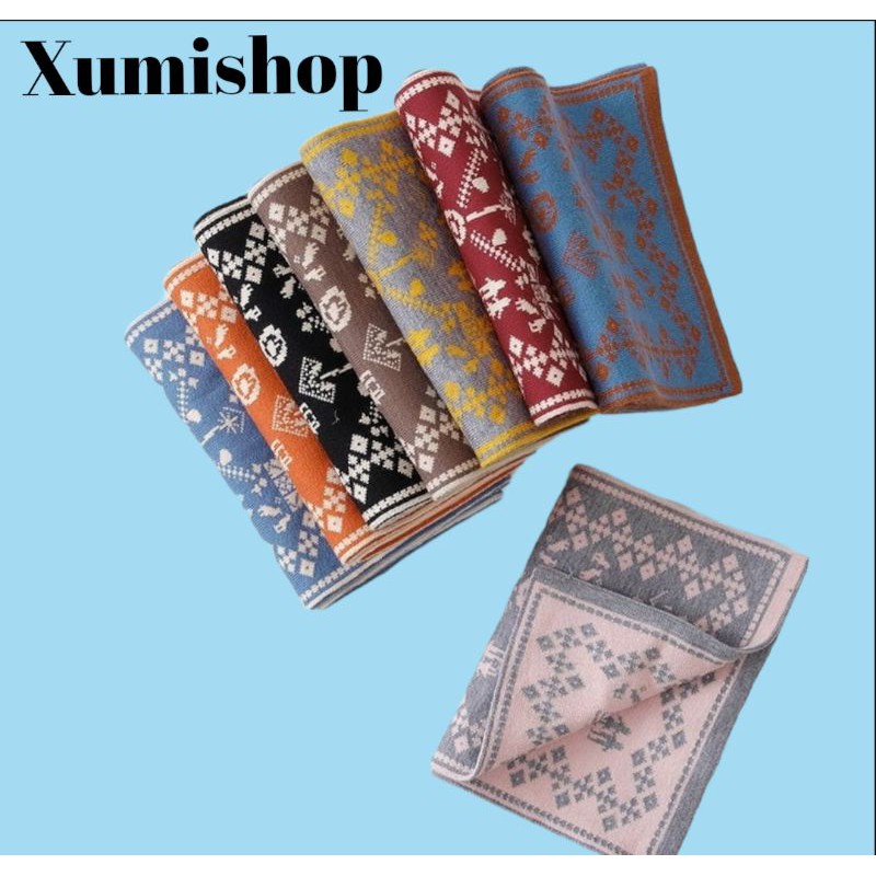 Khăn Len Cho Bé Sợi Len Cao Cấp Mềm Mịn Cho Da Bé Khăn Choàng Cổ Ống Họa Tiết Thổ Cẩm Cho Bé XUMI