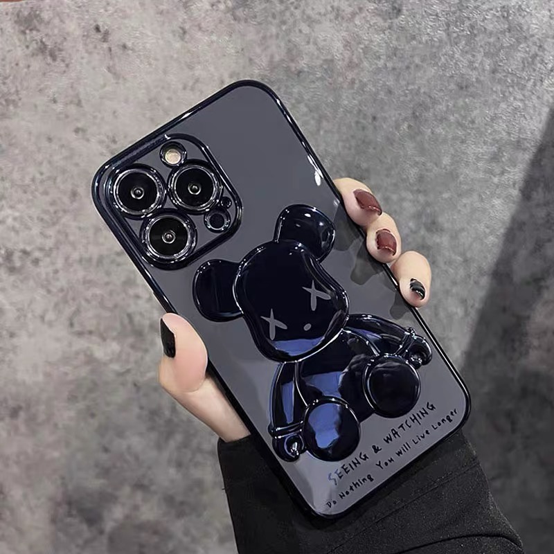 Ốp Điện Thoại TPU Mạ Điện Hình Gấu 3D Cho Iphone 13 12 11 Pro Max Xs Max Xr 8 7Plus