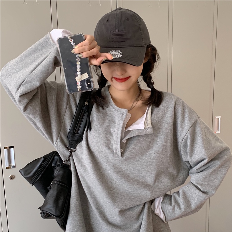 Áo Thun Tay Dài Cổ Tròn Thời Trang Hàn Quốc Sành Điệu Cho Nữ