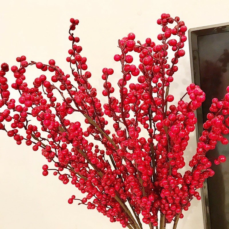 Cành đào đông (cherry) giả cao cấp, trang trí nhà cửa, văn phòng, decor (cành 12 nhánh)SHOPEMTRANG07Hoa giả Decor