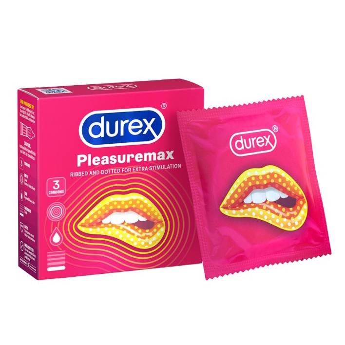 (Hàng Chính Hãng)Hộp 12 Bao Cao Su Gân Gai Durex Pleasuremax Cảm Xúc Mãnh Liệt