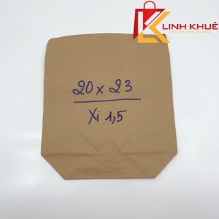 100 Túi Giấy Xi Măng 1.5 + Thân thiện với môi trường + Kích thước 20x23 + SP035 + Túi giấy đựng fast food