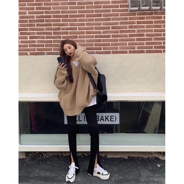 Áo sweater nữ tay dài dáng rộng phong cách Ulzzang Hàn Quốc  AL96