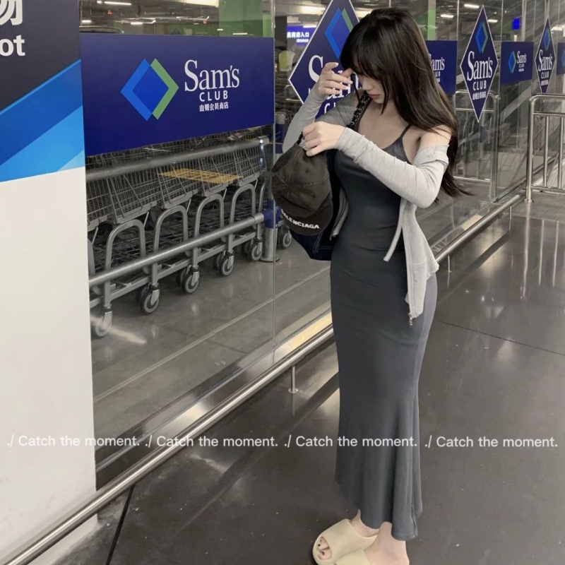 COZOK Bộ Áo Dài Tay + Đầm Không Tay Xinh Xắn Dành Cho Nữ