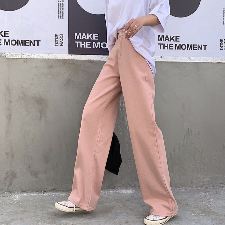 Quần denim ống rộng lưng cao phong cách trẻ trung 29645