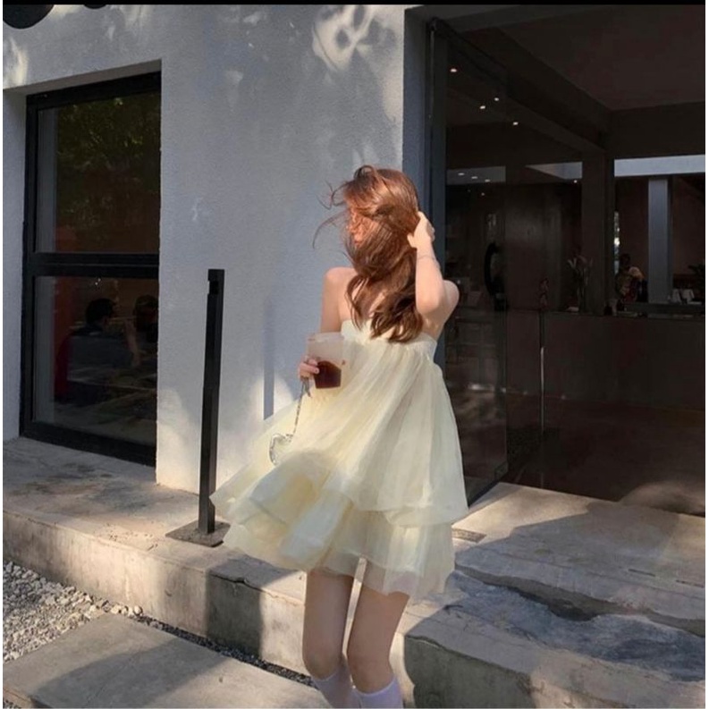 Đầm quây ngực vàng bơ xinh xắn DG 4289