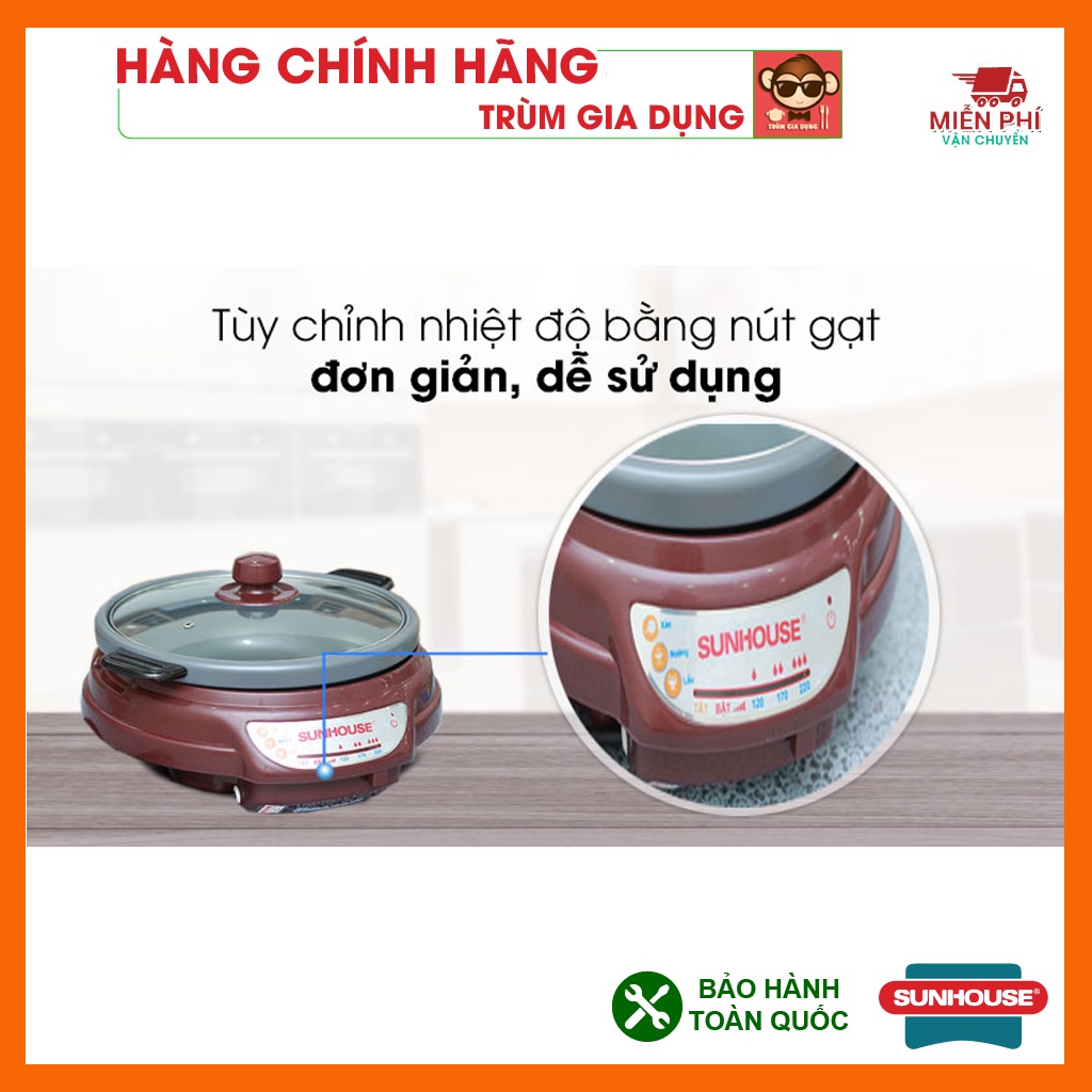 Nồi lẩu điện Sunhouse 3,5L SH535, Nồi lẩu Sunhouse SH535 bảo hành chính hãng toàn quốc 1 năm bởi Trùm Gia Dụng