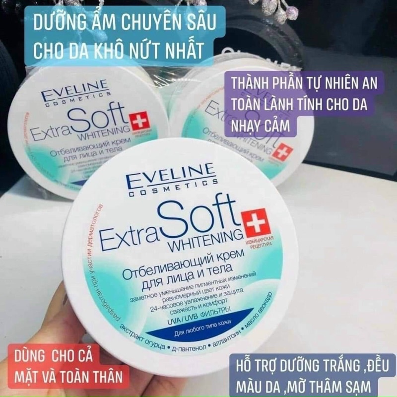 KEM DƯỠNG TRẮNG DA EVELINE EXTRA SOFT cả mặt và body