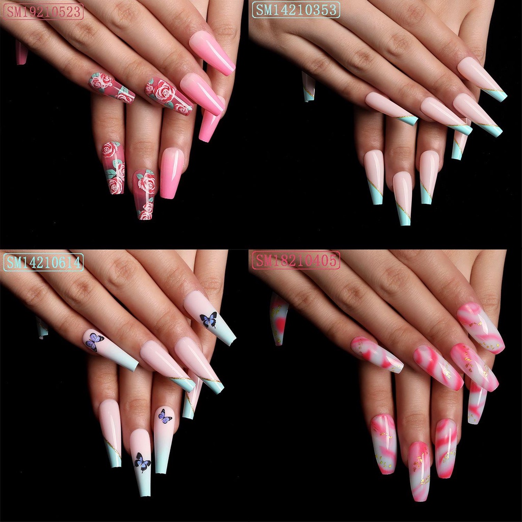 Hộp 24 Móng Tay Giả Ballerina 6 Màu Che Phủ Toàn Diện