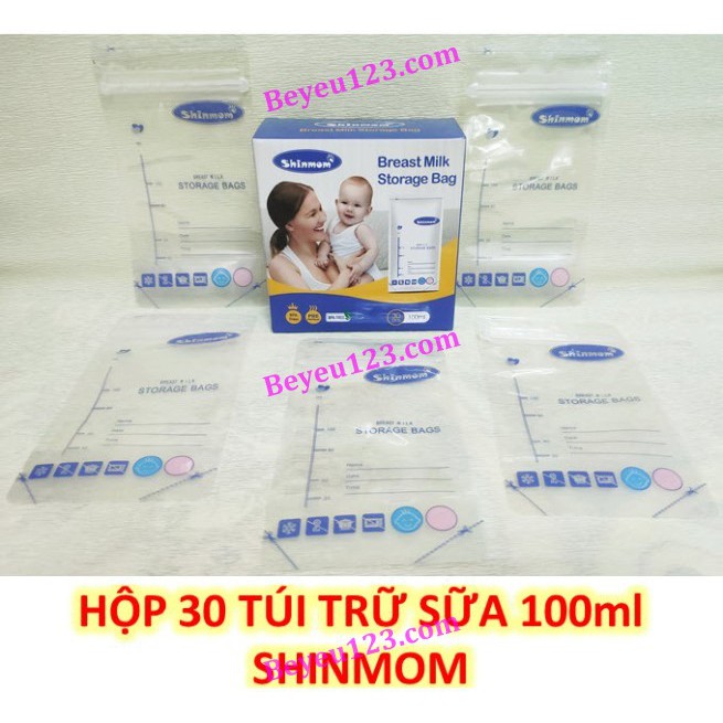 (Ko mùi, 2 Zip) Hộp 30 túi trữ sữa mẹ 100ml Shinmom -Tốt và rẻ so với Unimom Sunmum Mother-K GB Baby Spectra Medela